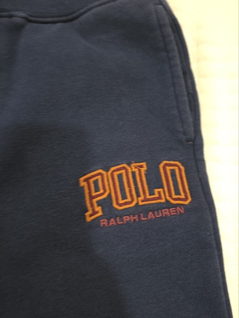 Polo by Ralph Lauren Navy Sweat Joggers with Orange Logo - Picture 3 of 4